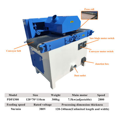 Multi Blade Rip Saw Machine for Horizontal Circular Cutting in Building Material Shops