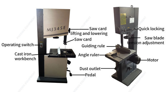 280 KG Weight VERTICALLY Style Manual Vertical Bandsaw MJ345E Can Tilt 0-45 Degrees