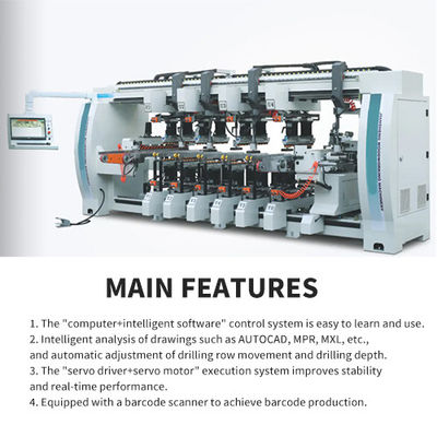 Advanced Multi Row Line Wood CNC Drilling Machine for 8 50mm Processing Thickness
