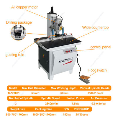 Mini Portable Bench Drilling Machine for Wood Door Lock Hole Hinge Boring CNC Single Heads
