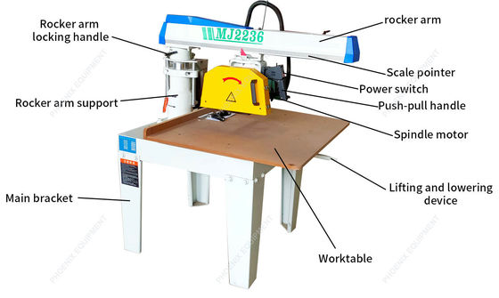 Hand Pull Saw Woodworking Machinery Multi Angle Rocker Arm Saw Cutting Size 640*110mm