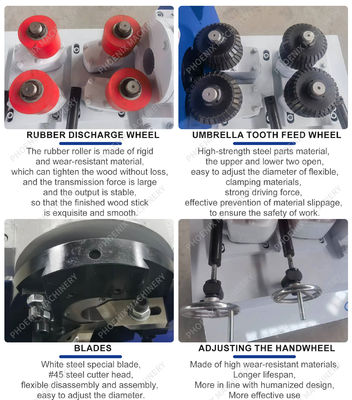 Electric Wood Broom Handle Round Rod Processing Machine with 4000r/min Spindle Speed