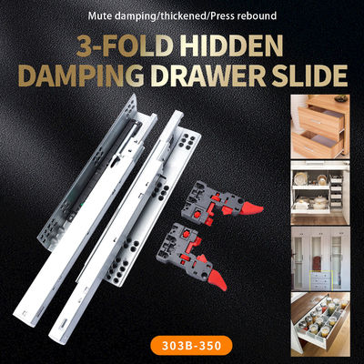 Hospital Hardware Accessories 303B-350 Thickened Mute Track Three-Section Bottom Drawer Slide Damping Drawer