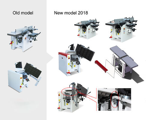 3 in 1 Woodworking Machine Planer Thicknesser and Mortiser with 3-phase Motor Power 0-3